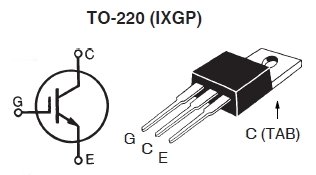 IXGP2N100A, IGBT-транзистор, 1000 В, 2А